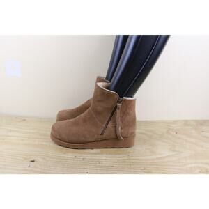 Bearpaw Boots 11 Brown Suede Fur Lined Sheepskin Megan II Snake Print Ankle Shoe